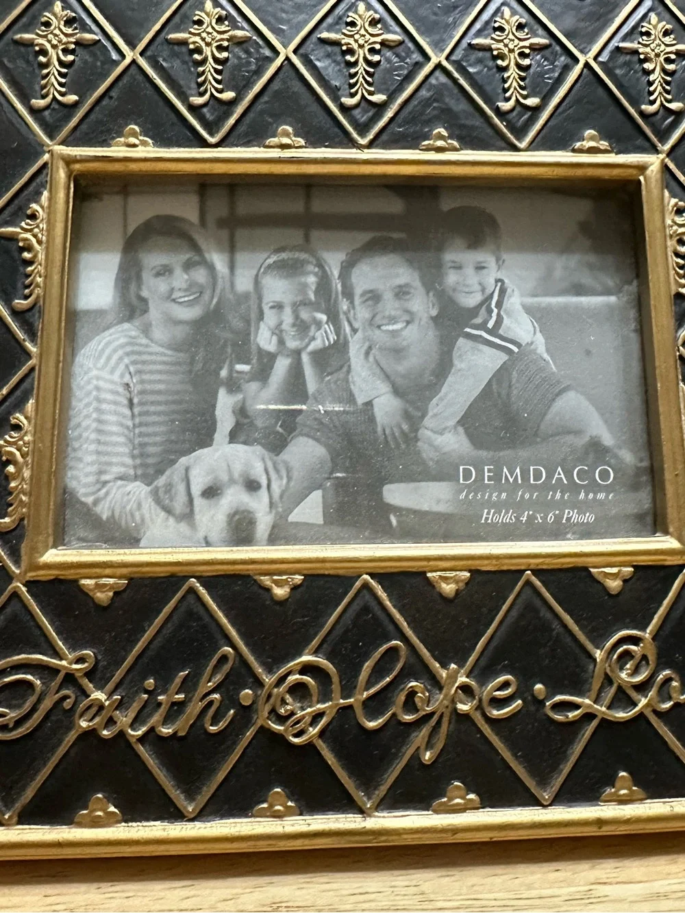 Demdaco Black and Gold 'Faith Hope Love' Decorative Frame